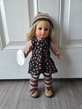 Gotz Carissa Jointed Standing Doll 16.5 Blonde Floral Corduroy Dress NWT Germany